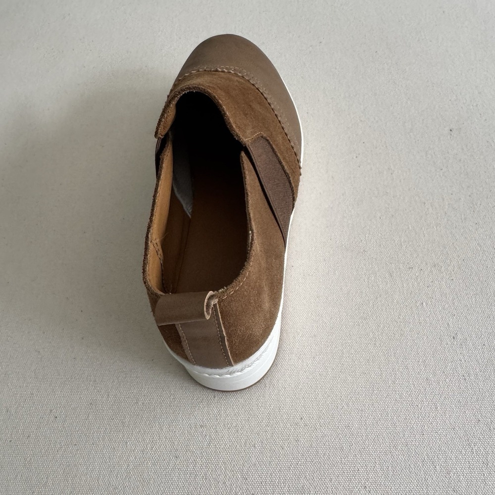 UNN Slip On Platform Sneaker Size 7W Penny Loafer High Heel Wedge Shoes Khaki - Picture 12 of 15